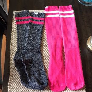 PINK two pair of high socks